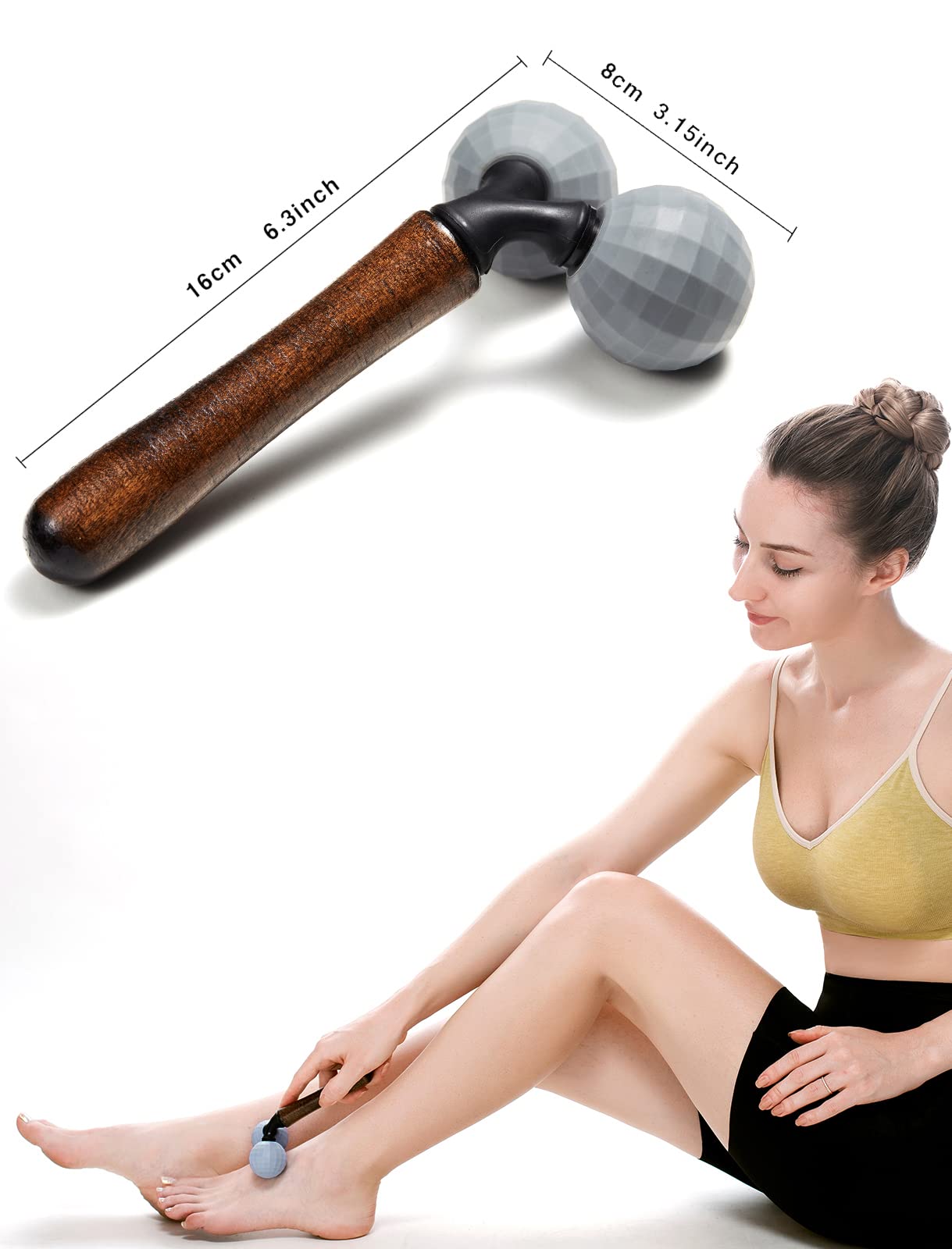 Lyanxinlei Relax Massage Roller - Body Massage Tools Myofascial Trigger Points Reduce Muscle Soreness Tightness Leg Cramps for Circulation, Stress, Arthritis and Hand Pain Relief & Recovery (Grey)