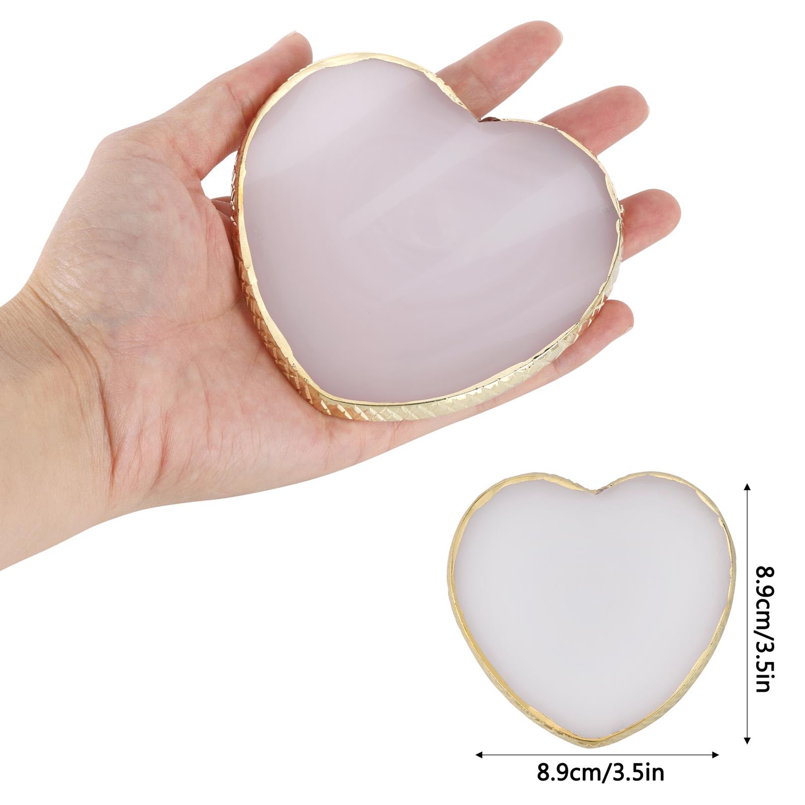 4 Pack Nail Art Palette, Resin Polish Color Design Makeup Mixing Plate, Heart Shape Mini Paint Palette for Nails - White, Pink