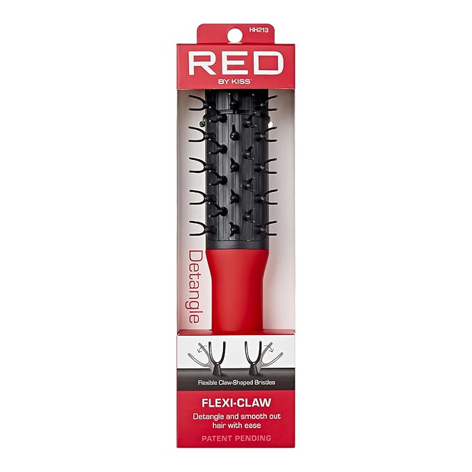 RED by Kiss Detangling Hair Brush for Adults & Kids, Hair Detangler for Curly, Natural, Afro, Wavy Hair, Glides Through Tangles with Ease, Firm & Flextible Bristles (Flexi-Claw Hairbrush)