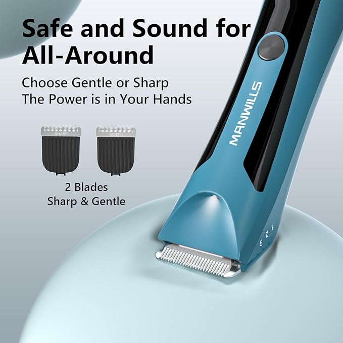 ManWills Body Hair Trimmer Men - Body Groomer, Groin Hair Trimmer for Men Waterproof Wet/Dry Use, Electric Ball Trimmer/Shaver with Charging Dock, Male Hygiene Razor, Mens Grooming Kit