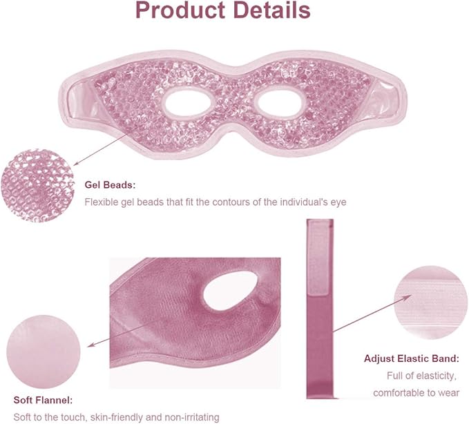 Ruzzut Cooling Gel Eye Mask with Eye Holes, 2 PCS Cold Eye Packs for Puffiness & Swelling, Reusable Hot Cold Compress Heat Ice Gel Pack, Purple and Pink