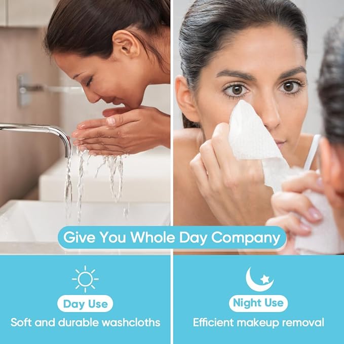 Orighty Disposable Face Towel, Biodegradable Clean Facial Towels, Super Soft Makeup Remover Wipes, Absorbent Facial Wash Cloth for Makeup Removing, Facial Cleansing, Nursing, Outdoor, 600 Count