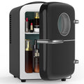Electactic Mini Fridge for Skincare, 4L/6 Cans Small Cosmetic Fridge for Makeup & Drink, With Observation Window, Portable Desk Fridge Cooler and Warmer for Kids, Bedroom, Countertop, Black