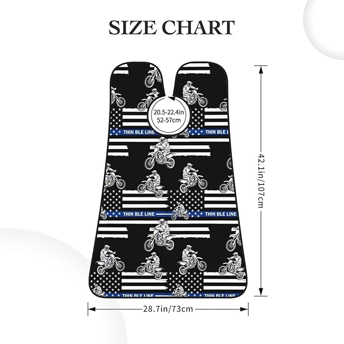 Beard Apron Hair Catcher, Thin Blue Line American Flag Motorcycle Dirt Bike Shave Bib, Waterproof Non-Stick Shaving Bib, Trimming Grooming Tool for Dad Men Anniversary