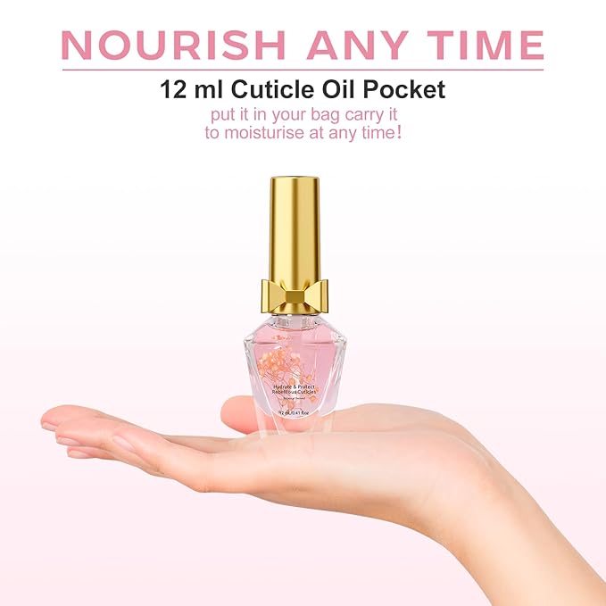 Cuticle Oil, Cuticle Nail Oil Infused with Real Flowers, Peach 12ml