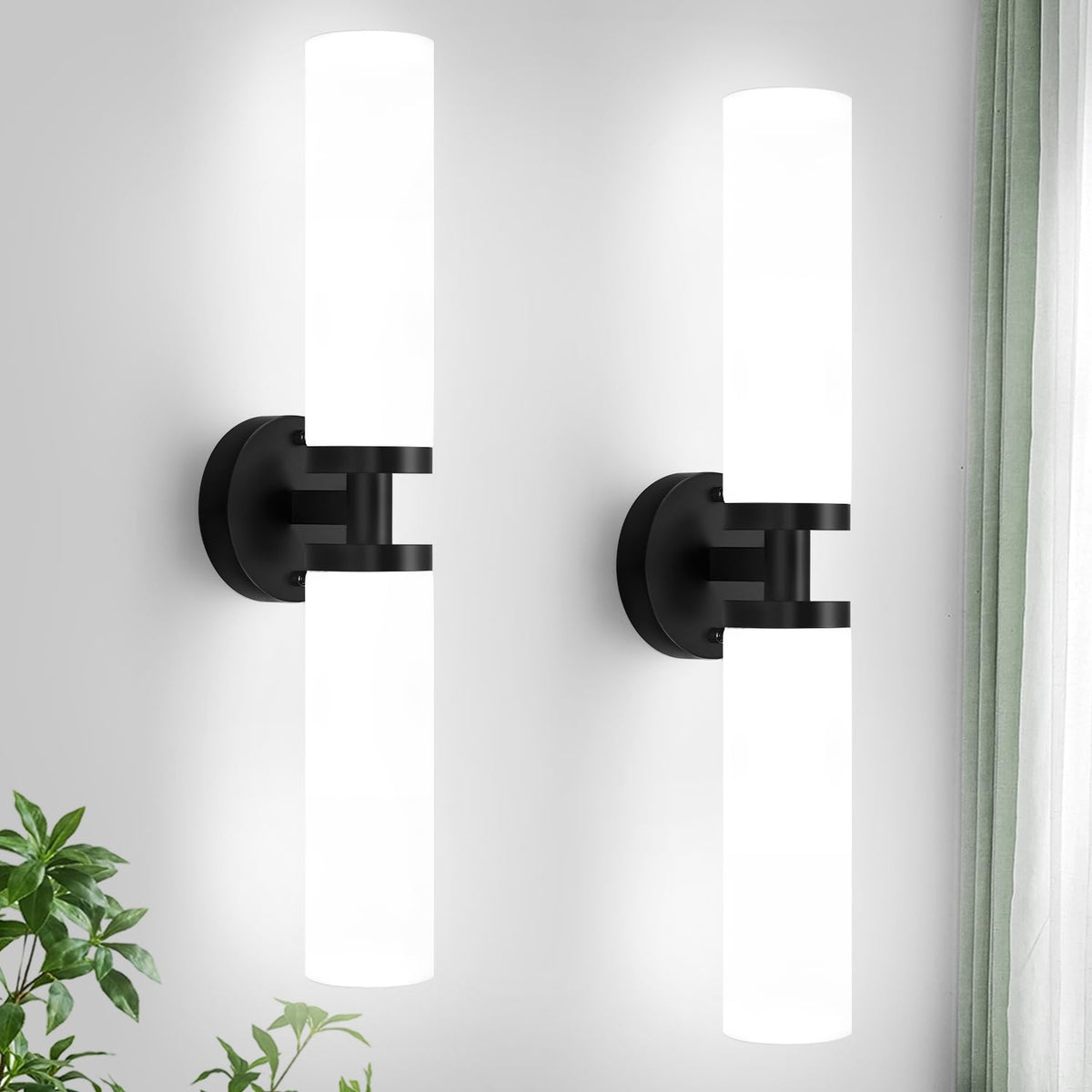 Wall Sconces Set of Two, Hardwired Brushed Gold Bathroom Sconces Wall Lighting with Milky White Glass, Modern Sconces Wall Decor Set of 2 Bathroom Light Fixtures for Mirror Living Room Hallway Bedroom