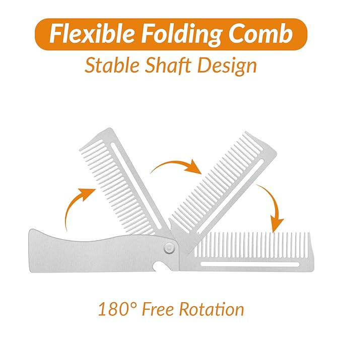Hair Combs for Women and Men Folding Beard Comb Stainless Steel is Durable