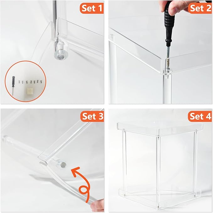 Acliys Bathroom Counter Organizer Countertop 2 Tier Storage Acrylic Corner Makeup Organizer for Makeup, Perfume, Vanity, Spice Rack, Bathroom Sink, Coffee Station(Clear)