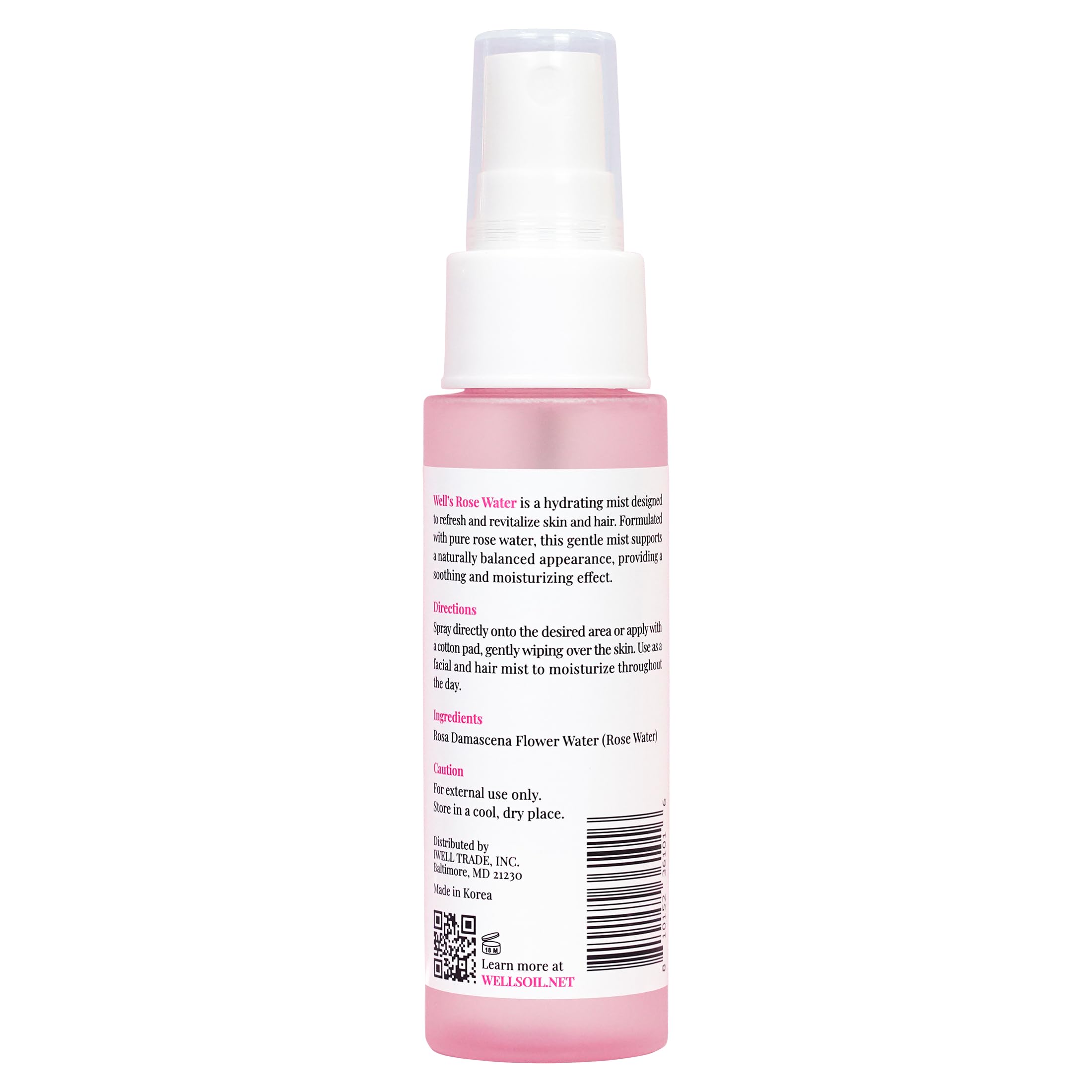 Well's Oil Rosewater Face & Hair Mist Spray (2 fl oz / 59 mL) | 4-Pack | Floral Rosewater Hydrosol | Alcohol-Free