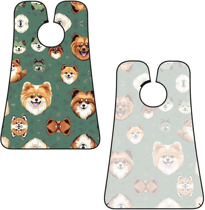 NOUZU Pomeranians Pattern Print Beard Bib Apron For Men, Beard Hair Catcher For Men Shaving Trimming,Beard Cape Cloth