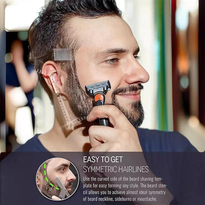 for Men's Beard Shape Trimmer & Men's Hair Design Tools,Men's Beard Styling Tools Set,Casual Men's Beauty Care,Men's Beard Trimmer(Black)