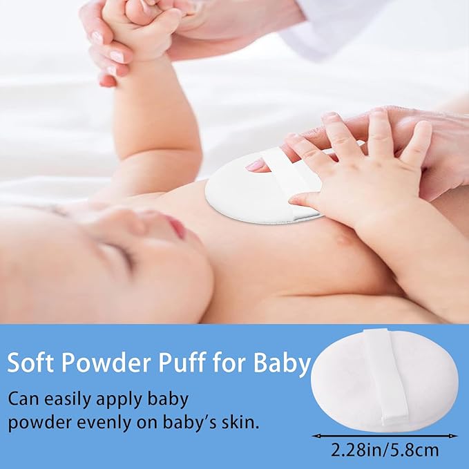 SHIMIDO Body Powder Puff and Container, 3.15" Portable Empty Body Powder Container for Baby Women's Loose Dusting Powder, Powder Case Box with Lids for Bath, Travel and Home Use (Cyan Flower)