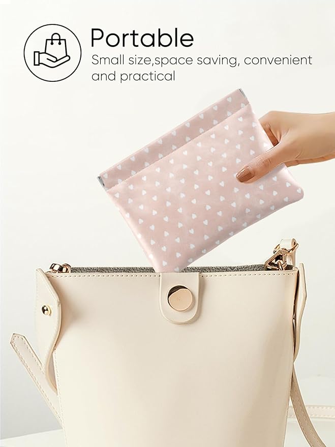 Ksriylm Hearts Leather Makeup Pouch Set for Women Small Make Up Bag for Purse Waterproof Initial Makeup Cosmetic Bags Pouches for Purse Aesthetic Travel Toiletry Bag,Nude Pink