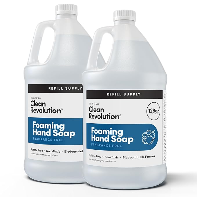 Clean Revolution Foaming Hand Soap Refill with Real Essential Oils, Moisturizing Sulfate-Free Hand Soap, Ready-to-Use Foam Soap Refill for Kitchen & Bathroom (Geranium Mint) 14 oz