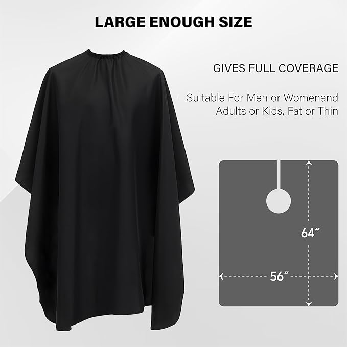 64" x 56" Waterproof Barber Cape for Men – Adjustable Neck Salon Cape – Professional Haircut Supplies