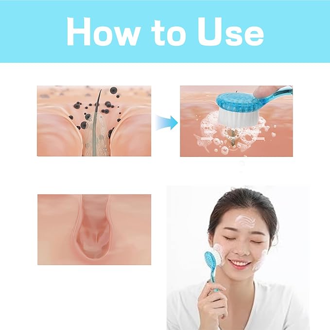 2 Pcs Face Brushes for Cleansing Set Small Manual Exfoliating Brushes for Cleaning Face Spa & Makeup Removal Charcoal Infused Scrubbing Brushes Ideal for Exfoliation & Skincare Blue Clear