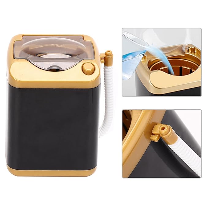 Beufee Mini Washing Machine, Electric Makeup Brush Cleaning Machine Electric Mini Quick Dry Cleaning Washer Cosmetic Tool Cleansing Machine for Home (Gold)