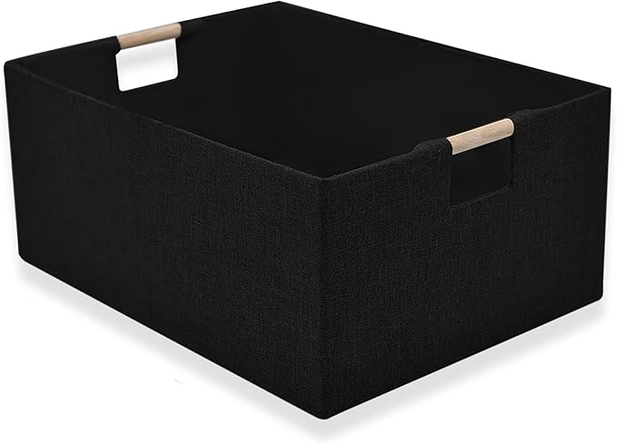 xianshengle Storage Bins & Fabric Storage Basket for Shelves - Decorative Baskets Storage Box Cubes Containers W/Handles for Closet Shelf Nursery Toy, Home, Office, Books,Bathroom (Black)