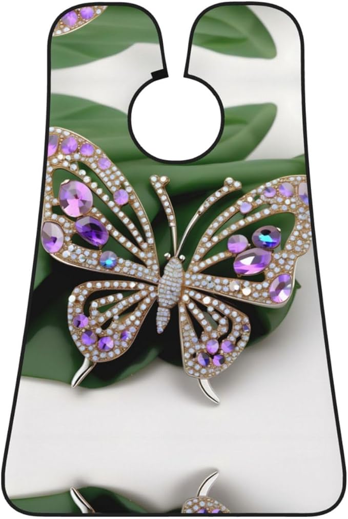 Purple And Teal Flowers Print Beard Bib Shaving Apron, Beard Hair Trimming Cape Gift For Dad