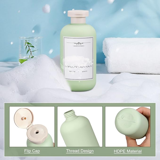 UMETASS 10oz Travel Shampoo Bottle, Empty Plastic Squeeze Bottles with Flip Cap, Lotion Container for Toiletries Travel Size Shampoo and Conditioner (3 pack green)