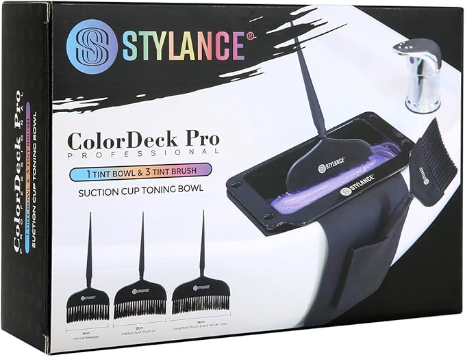 STYLANCE Toning Tub Hair Dye Bowl，Professional Hair Dye Color Mixing Bowl，Suction to Sink & Shampoo Station，For Salon and Home, Black