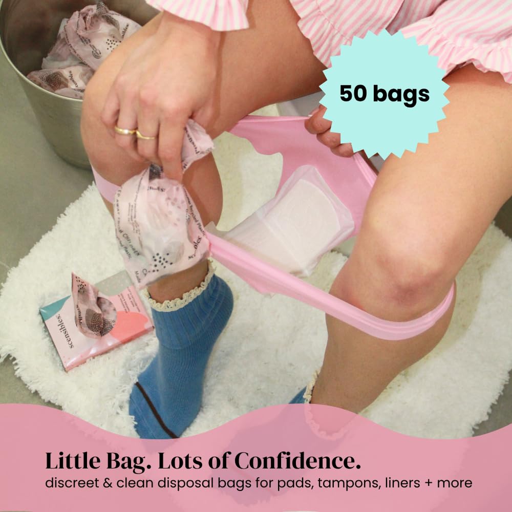 Scensibles Personal Care Disposal Bags (50 Count) - For Tampons, Pads, Liners, Condoms & More - Discreet, Hygienic & Odor-Reducing Disposal Solution