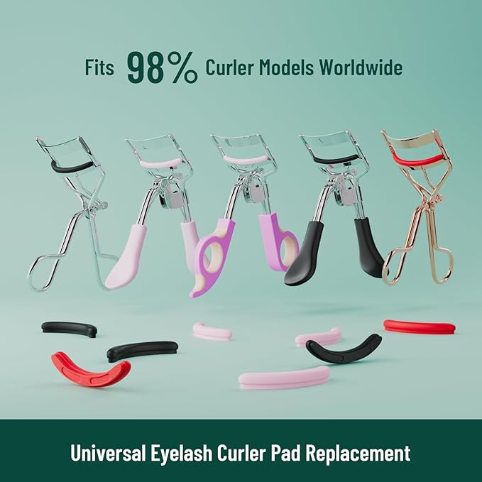 Eyelash Curler Refills with a Heart-Case, 30PCS Colorful Eyelash Curler Pads, Compatible with Universal Eye Lash Curler, Soft and Elastic to Create an Excellent Curling Effect