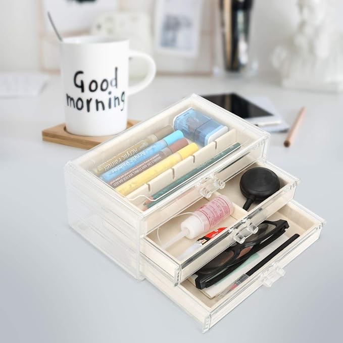 FEISCON Acrylic Jewelry Organizer Makeup Cosmetic Storage Organizer box