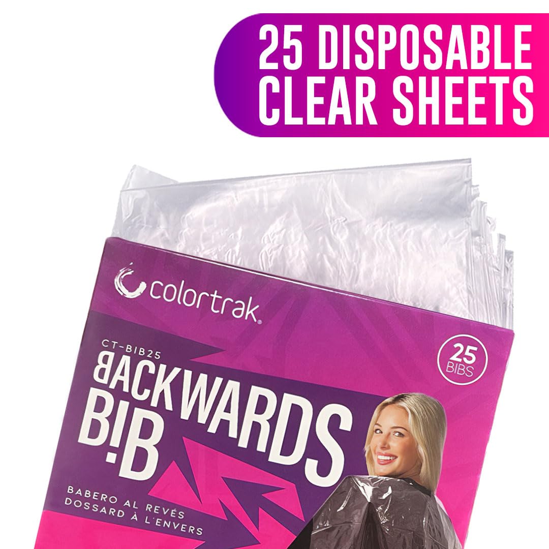 Colortrak Backwards Bib, Disposable Waterproof Cape, 24" x 38", 25 Count