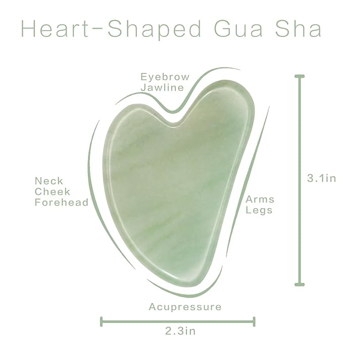 Gua Sha Facial Tools, Jade Guasha Tool for Face & Eye Gua Sha Stone for Puffiness Reducing & Jawline Sculpting Face Stone Gua Sha Tools for Skin Care Woman GuaSha Stone Tool, Green