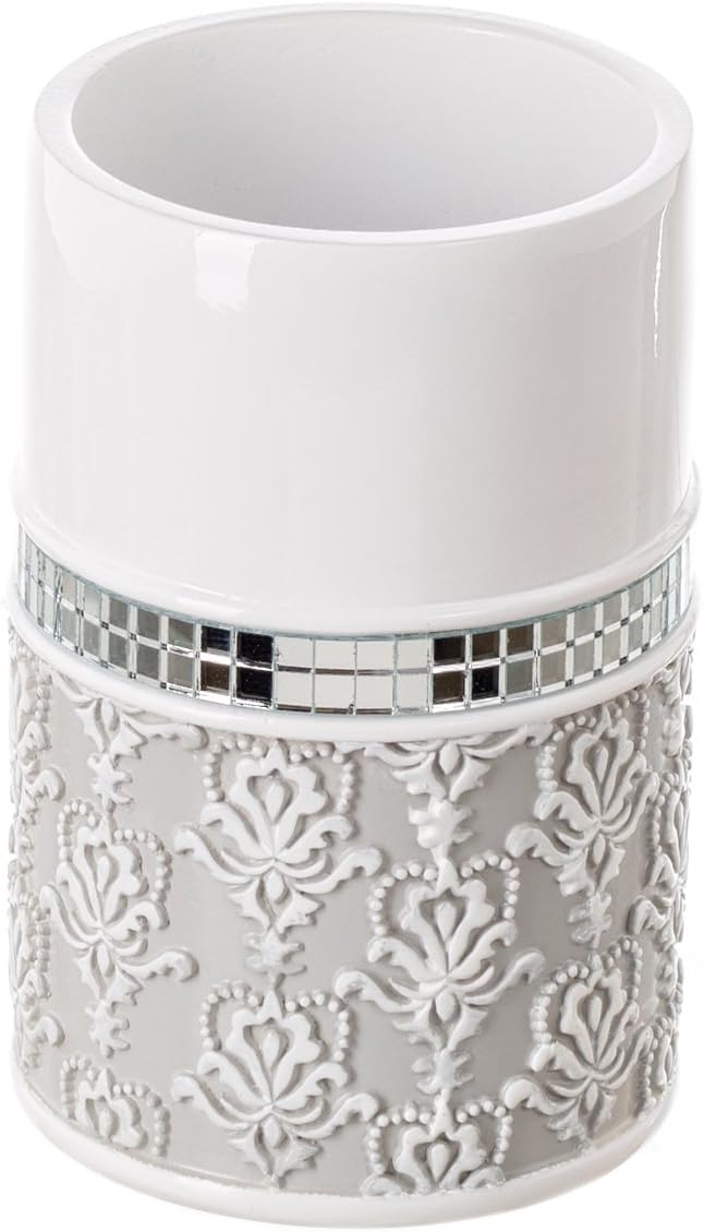 Mirror Damask Toothbrush and Toothpaste Holder - Bathroom Tumbler Cup