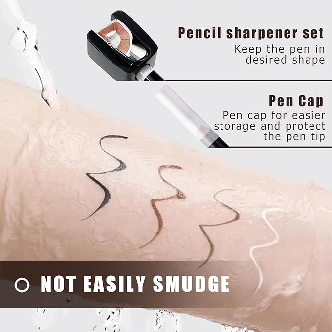 Noerrors 12Pcs Barber Pencil Set Magic Hairline Pencils for Lineup Beard Shaping Guide Pen with Sharpener Barber Chalk for Men Makeup Design White Black Dark Brown Light Brown