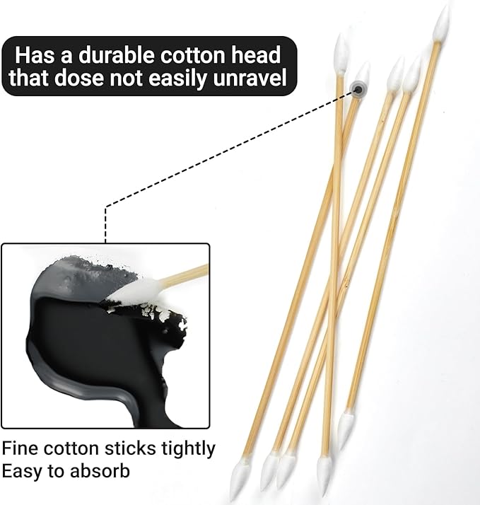900PCS Double Pointed 6'' Long Cotton Swabs with Durable Stem, Lint- Free Gun Cleaning Swabs Pure Cotton Tips for Gun Maintenance, Makeup, Pet Care, Equipment (1800 Tips)