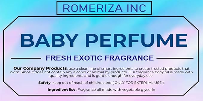ROMERIZA INC. 1 Fl Oz Baby Perfume Fragrance Body Oil, Luxury Unisex Oil