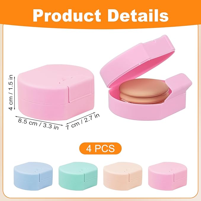 Etenpo 4 Packs Plastic Square Cotton Pad Holder, Hair Tie Container, Multiple Colors, Portable For Traveling, Suitable for Makeup Remover Cotton Balls,Organizer for Collecting Small Items(3.3 x 1.5in)