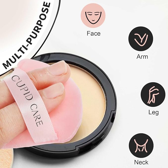 CUPID CARE 6 Pcs Triangle Powder Puff with 2 Travel Cases, Setting Powder Puffs for Face Powder and Foundation, Velour Makeup Puff for Loose Powder Body Powder, Skin-Friendly, Beauty Makeup Tools