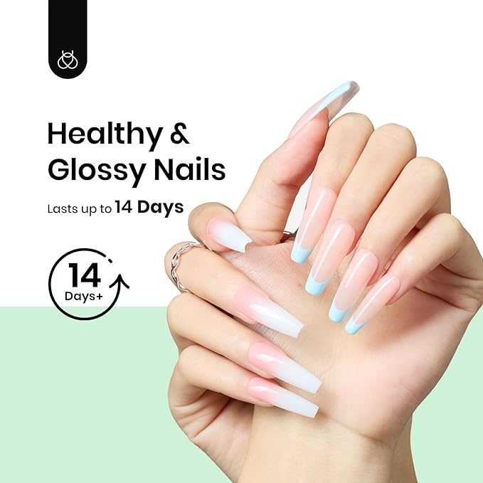 Beetles 2Pcs HEMA Free Base and Top Coat Set, No Wipe Glossy Finish, Upgraded Mild Formula, Long Lasting Soak Off Gel Nail Polish, No More Damaged Nails