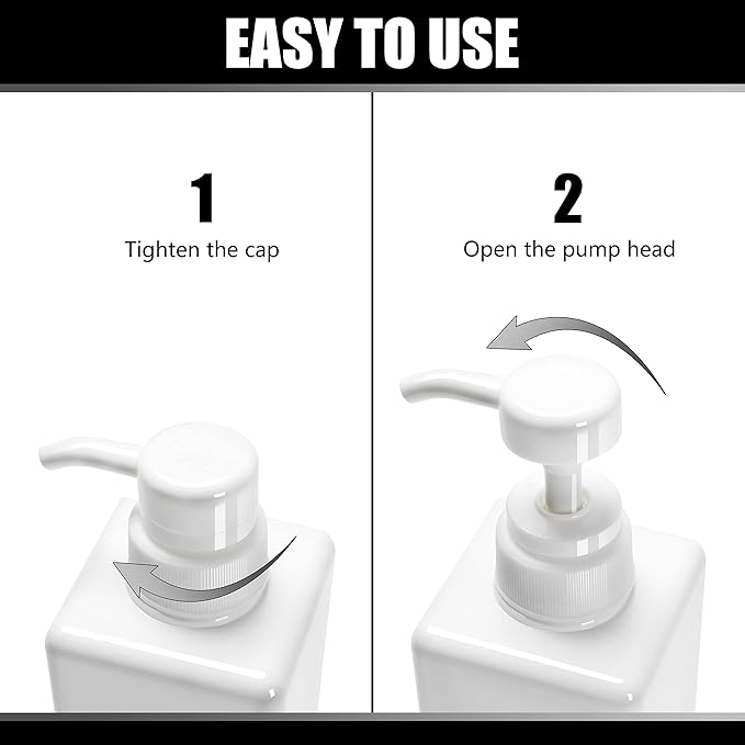 YACEYACE Shower Dispenser Set, 3 White Refillable Bottles, 22oz Large, Shampoo, Conditioner, Body Wash