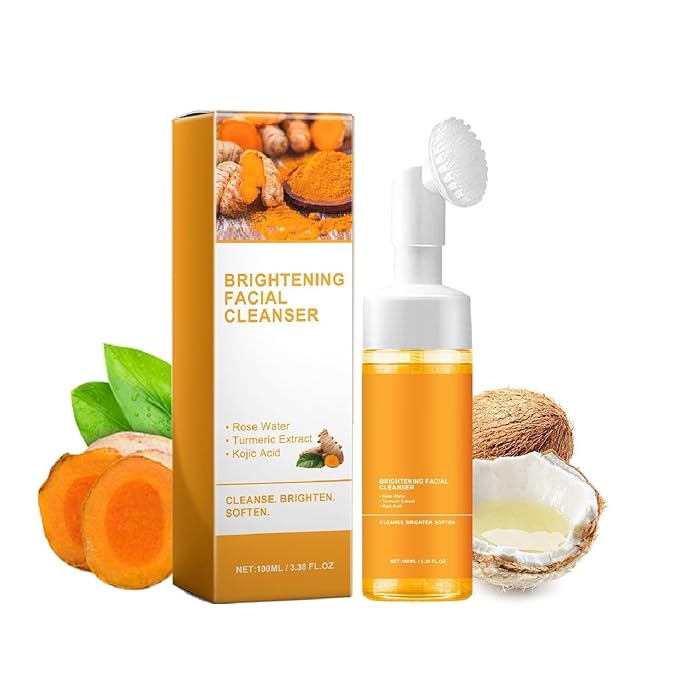 Yaper Turmeric Facial Cleanser, Deep Clean Brightening Face Glow Wash Turmeric Wash with Brush for All Skin. ﻿(1Pcs)