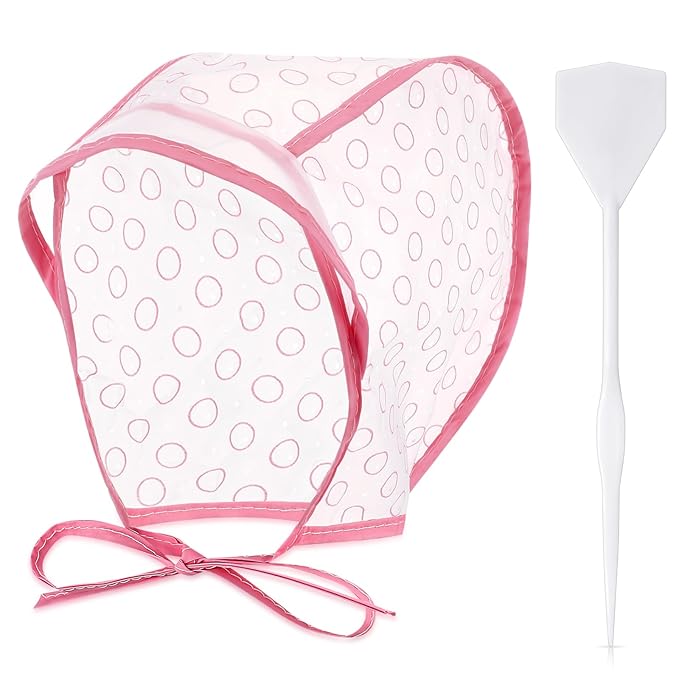 FineCheer Hair Highlighting Cap Frosting Caps Kit Highlight Cap with Plastic Hooks for Hair Coloring Salon Dyeing Hairdressing Tool Kit Supplies(Pink)