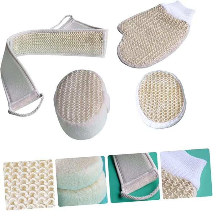 Ipetboom 1set Comfortable Scrubbing Glove and Back Scrubber Strap Bath for Gentle Exfoliation Sponge Back Strap Bath Mitt Trim