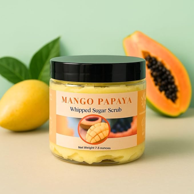 Nature Skin Shop Mango Papaya Luster Ritual Polish – Brightening Whipped Exfoliating Body Scrub, 8oz