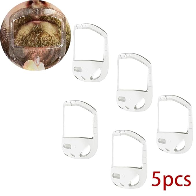 5pcs Personality Transparent Beard Shaper Styling Tool Different Sizes Facial Hair Trimming Guide Grooming Shaper Hair Lineup Tool