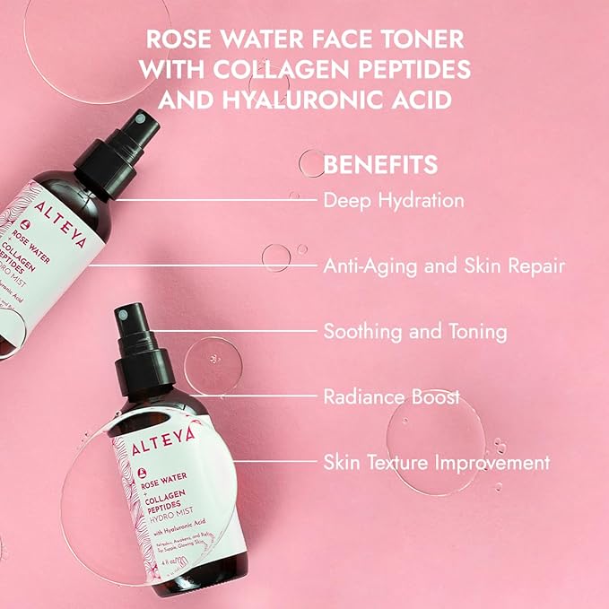 Alteya Organics Rose Water Face Toner With Collagen Peptides 4 Fl Oz