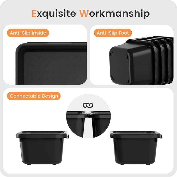 A-LuGei 【Military Grade】 Drawer Organizer,【𝟱𝗦𝗶𝘇𝗲】 Makeup organizer,【Holds 177 Items】 Bathroom Organizers and Storage,Organization and Storage,Desk Drawer Organizer for Vanity【Black】