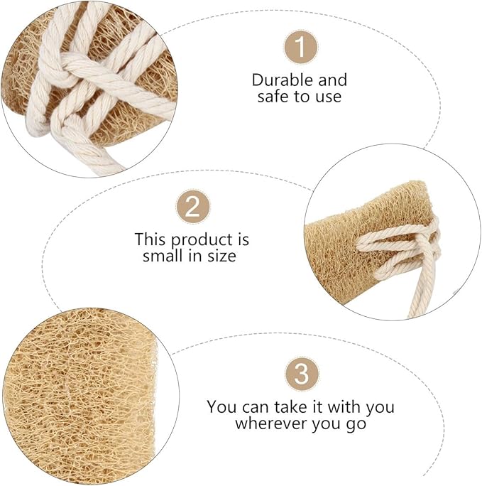 FAVOMOTO Exfoliating Loofah Back Scrubber Strap Natural Luffa Bath Body Strap for Shower Dead Skin Removal Suitable for Men and Women
