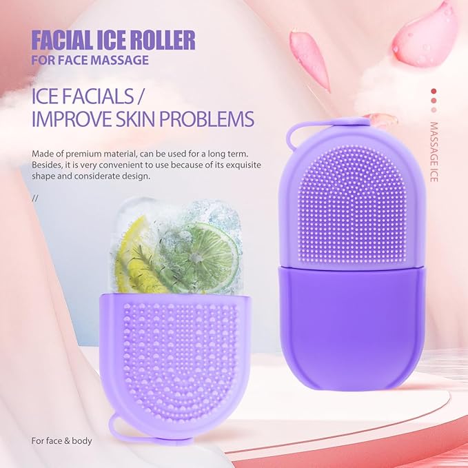 Baluue Face Ice Roller 5.11 Inch Skin Ice Roller Cooling Massage Tool for Eyes Reduction and Facial Care at Home or Travel