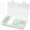 MatFirsmo Cotton Swab Holder for Travel, 4 In 1 Portable Small Dental Floss Holder, Travel Floss Picks Case with Dustproof Lid, Clear Plastic Small Travel Containers for Cotton Bud Hair Ties