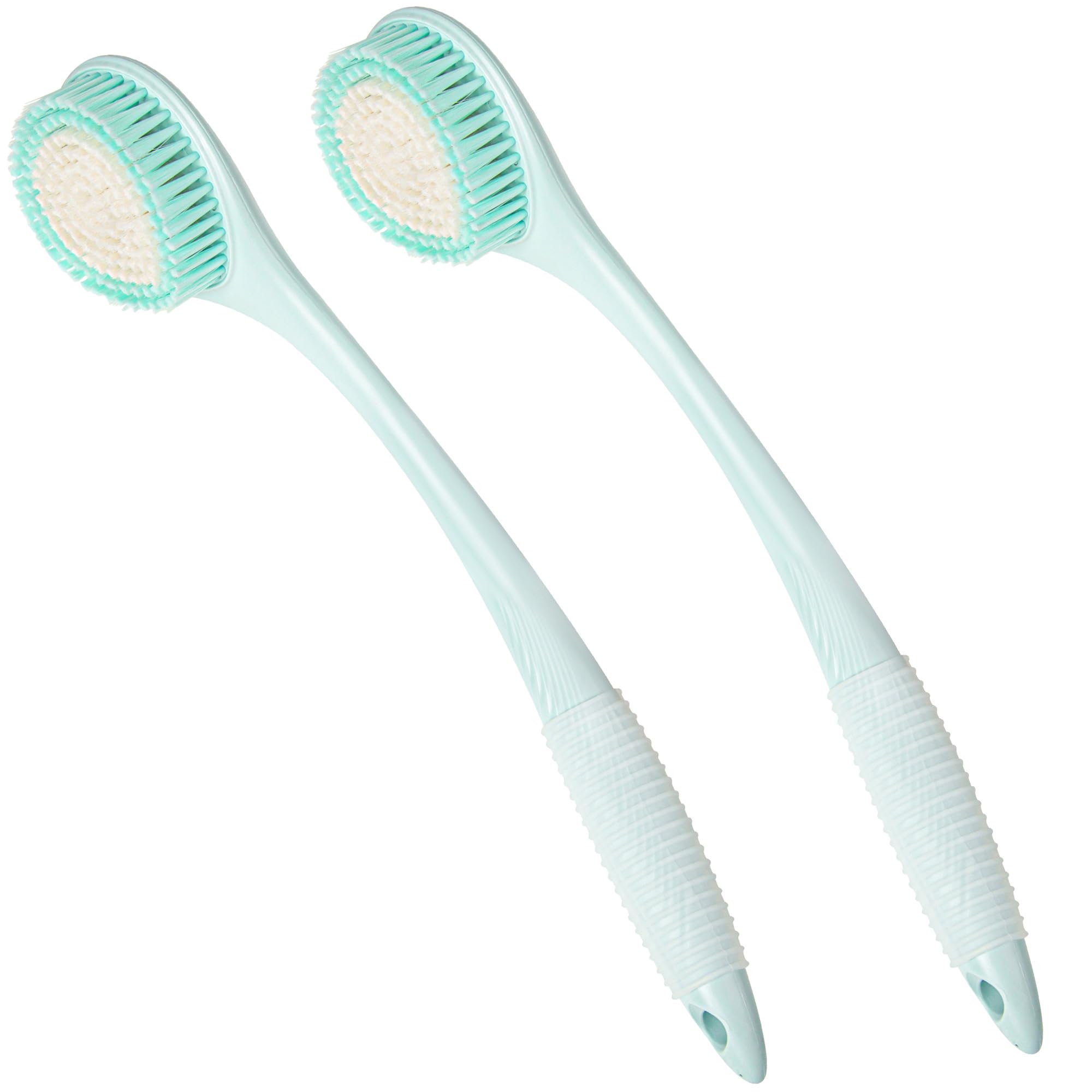 BEDELITE Back Bath Brush Long Handle for Shower of 2 - Soft Shower Brush for Men & Women,Back Brush Scrubber - 16.4" Long Skin Exfoliator for Bath Scrubber Body Brush（Blue & Blue）