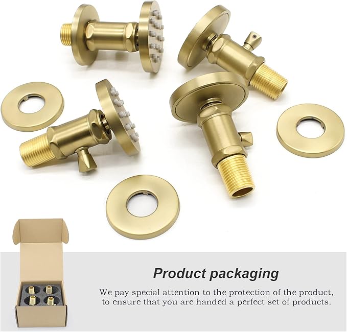 Solid Brass Shower Body Jets with Adjustable Flow - Round Massage Spa Shower Spray Jets for Concealed Wall Mounting, Brushed Gold